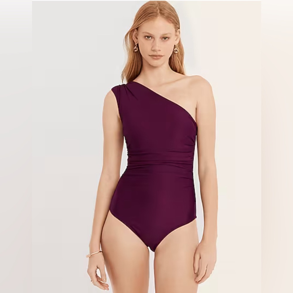 NWT J Crew Ruched One-shoulder One-piece